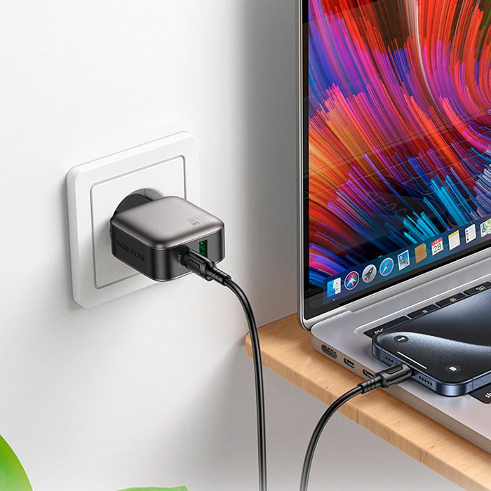 Зарядний пристрій BOROFONE BAS55A Absolute 1xUSB-C, 1xUSB-A, PD30W, QC3.0 Black