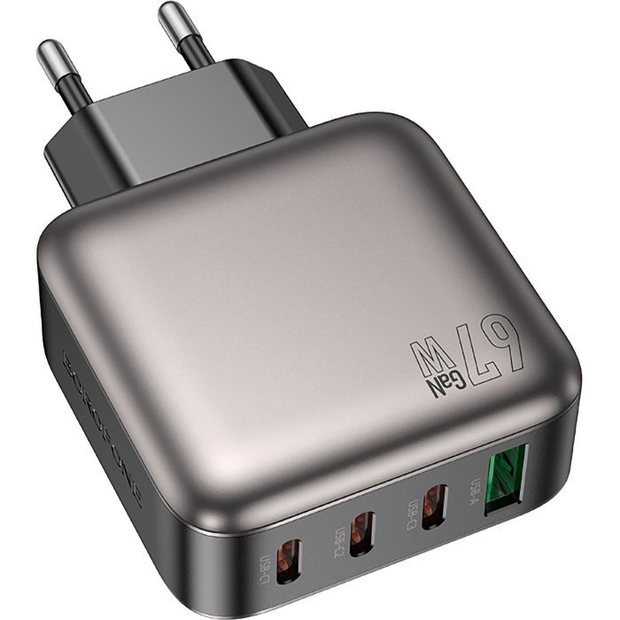 Зарядний пристрій BOROFONE BAS57A Absolute 1xUSB-A, 3xUSB-C, PD67W, QC3.0 Black