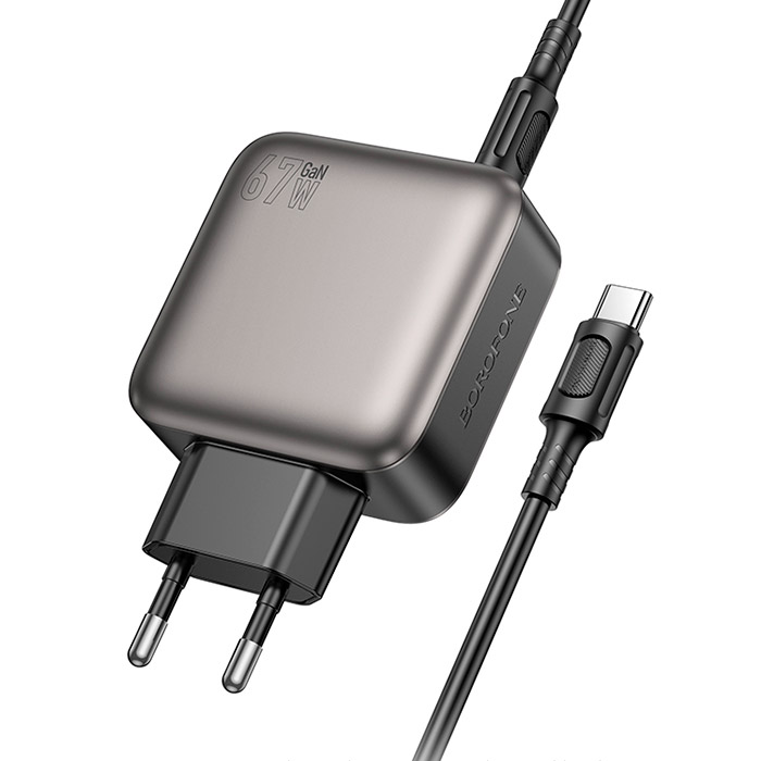 Зарядний пристрій BOROFONE BAS57A Absolute 1xUSB-A, 3xUSB-C, PD67W, QC3.0 Black w/Type-C to Type-C cable