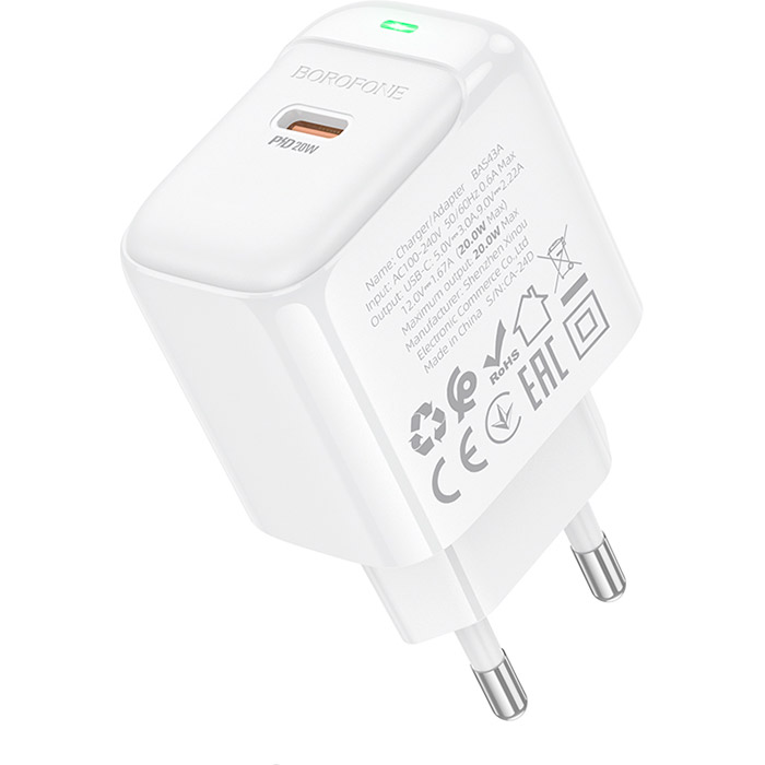 Зарядний пристрій BOROFONE BAS43A Potential 1xUSB-C, PD20W White