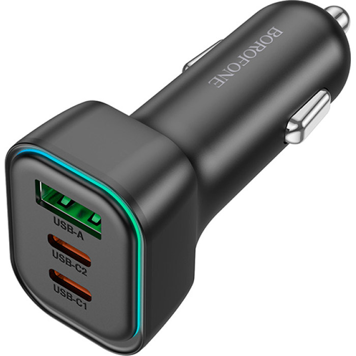 Автомобільний зарядний пристрій BOROFONE BZ28C Trophie 2xUSB-C, 1xUSB-A, PD60W, QC3.0 Black