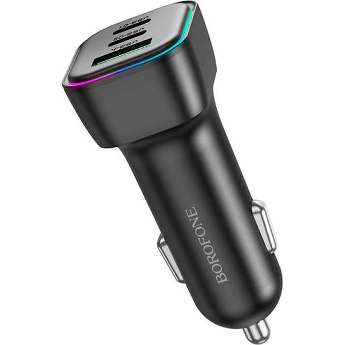 Автомобільний зарядний пристрій BOROFONE BZ28C Trophie 2xUSB-C, 1xUSB-A, PD60W, QC3.0 Black