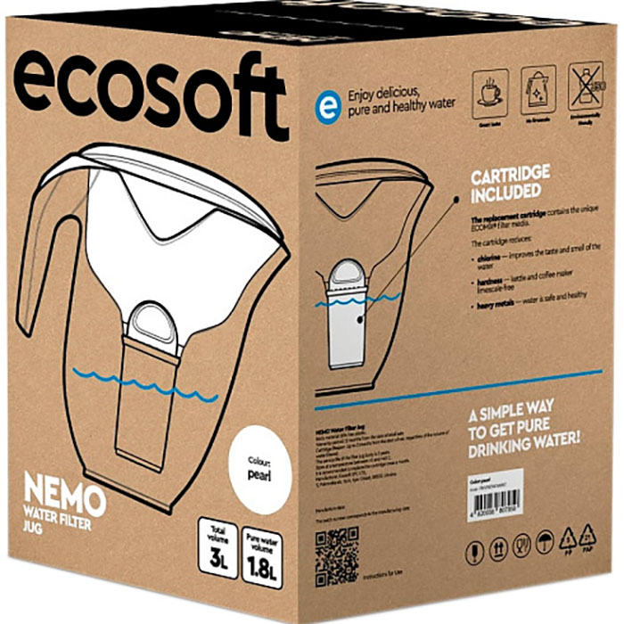 Фільтр-глечик для води ECOSOFT Nemo Pearl 3л