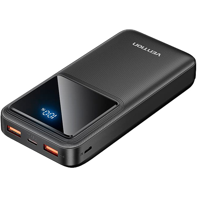 Повербанк VENTION 1xUSB-C, 2xUSB-A, PD3.0, QC3.0 20000mAh Black