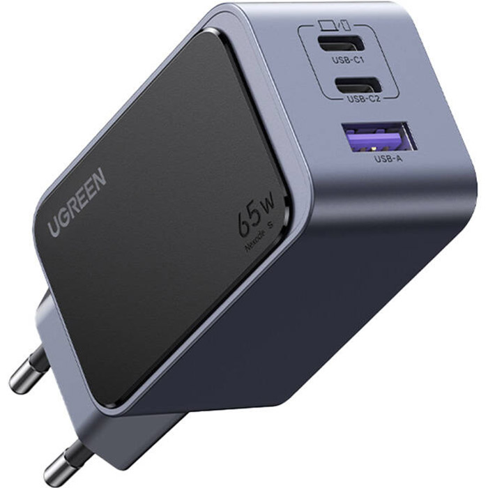 Зарядний пристрій UGREEN X553 Nexode S 65W 1xUSB-A, 2xUSB-C, PD3.0, QC4.0 GaN Wall Charger Gray (35042)