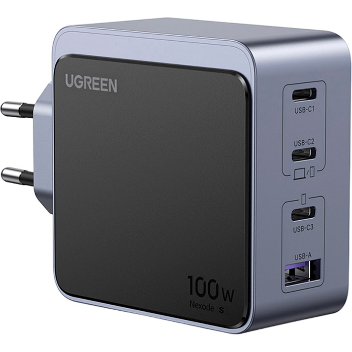 Зарядний пристрій UGREEN X565 Nexode S 100W 1xUSB-A, 3xUSB-C, PD3.0, QC4.0 Wall Charger Space Gray (35043)