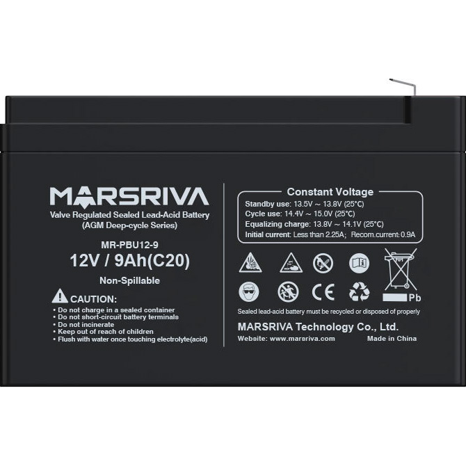 Аккумуляторная батарея MARSRIVA AGM Deep-cycle 12V 9Ah (12В, 9Ач) (MR-PBU12-9)