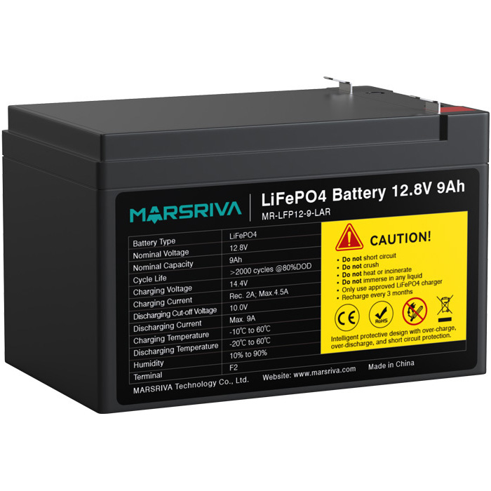 Аккумуляторная батарея MARSRIVA LiFePO4 Lead Acid Replacement 12.8V 9Ah (12.8В, 9Ач, BMS) (MR-LFP12-9-LAR)