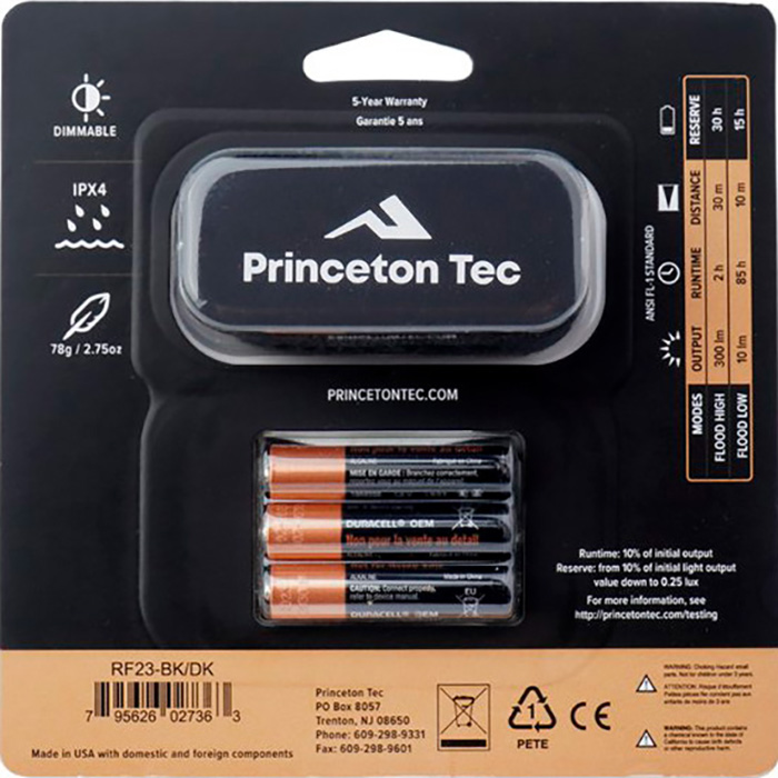 Фонарь налобный PRINCETON TEC Refuel 300 Black/Dark Gray