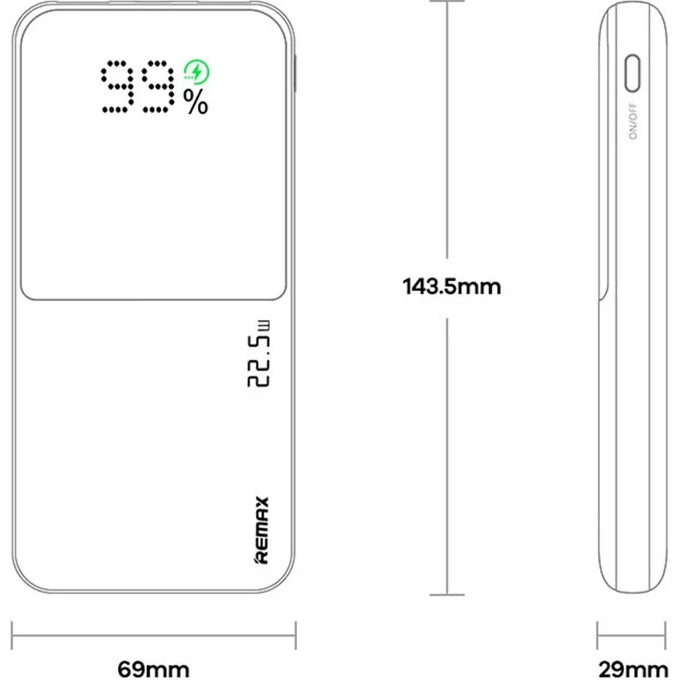 Повербанк REMAX Cynlle RPP-623 PD20W QC22.5W 20000mAh Black