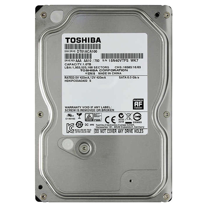 Жёсткий диск 3.5" TOSHIBA DT01ACA 1TB SATA/32MB (DT01ACA100)