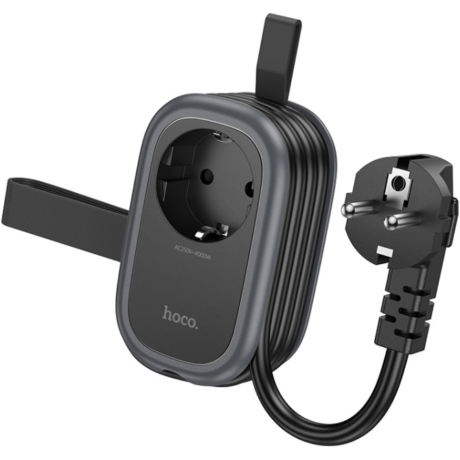 Сетевой фильтр HOCO NS6 Black, 1xUSB-C, 2xUSB, 1.1м