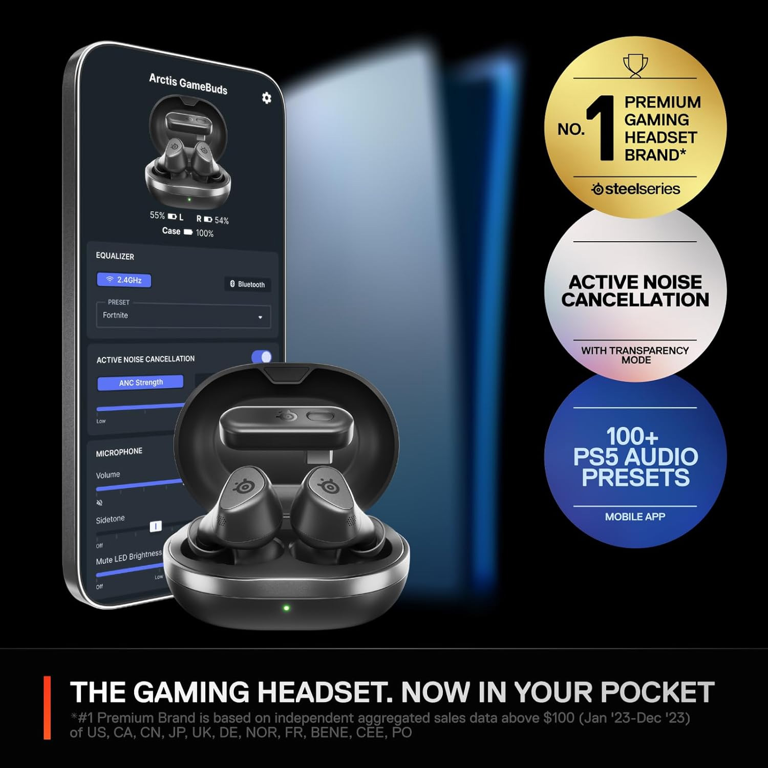 Наушники геймерские STEELSERIES Arctis GameBuds for Playstation Black (61680)
