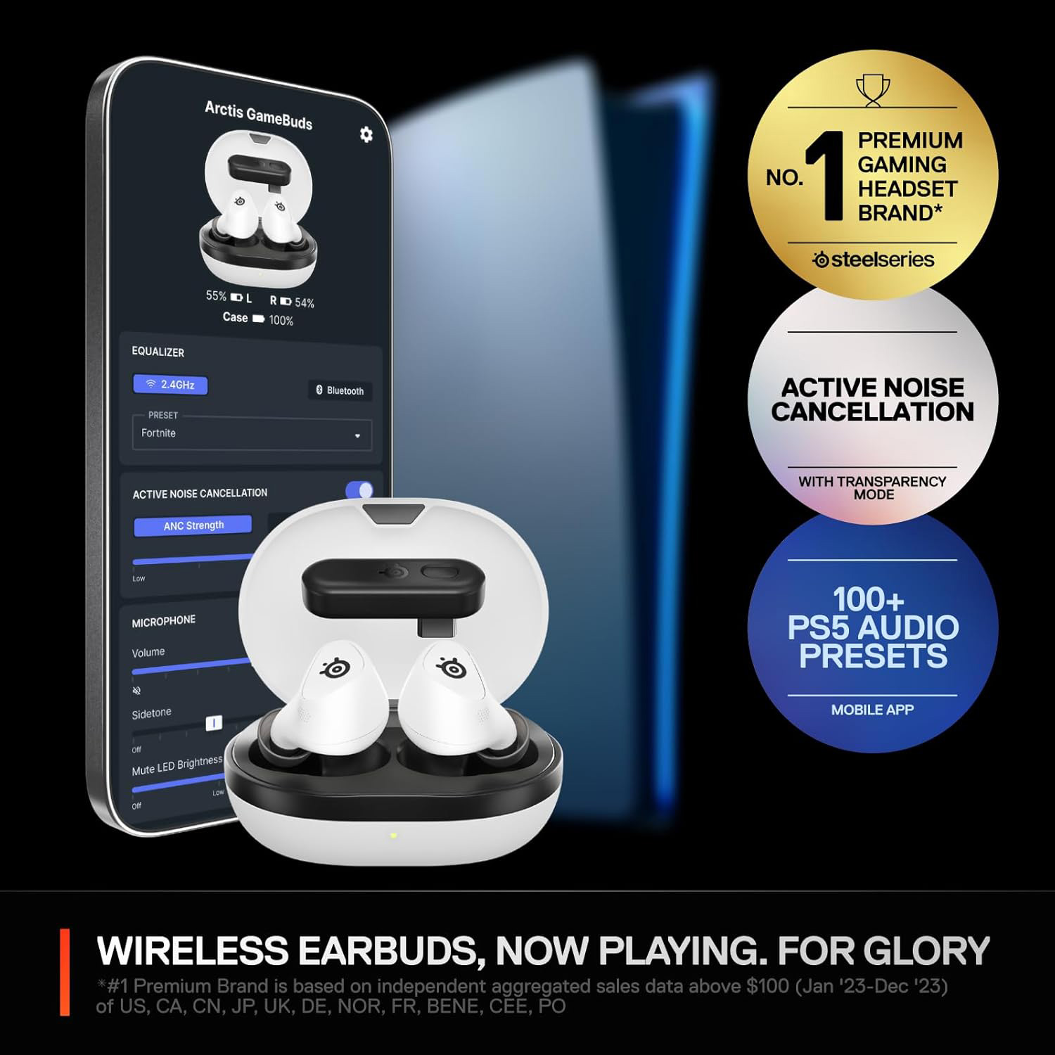 Навушники геймерскі STEELSERIES Arctis GameBuds for Playstation White (61682)