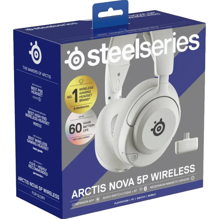 Игровые наушники STEELSERIES Arctis Nova 5P Wireless White (61674)
