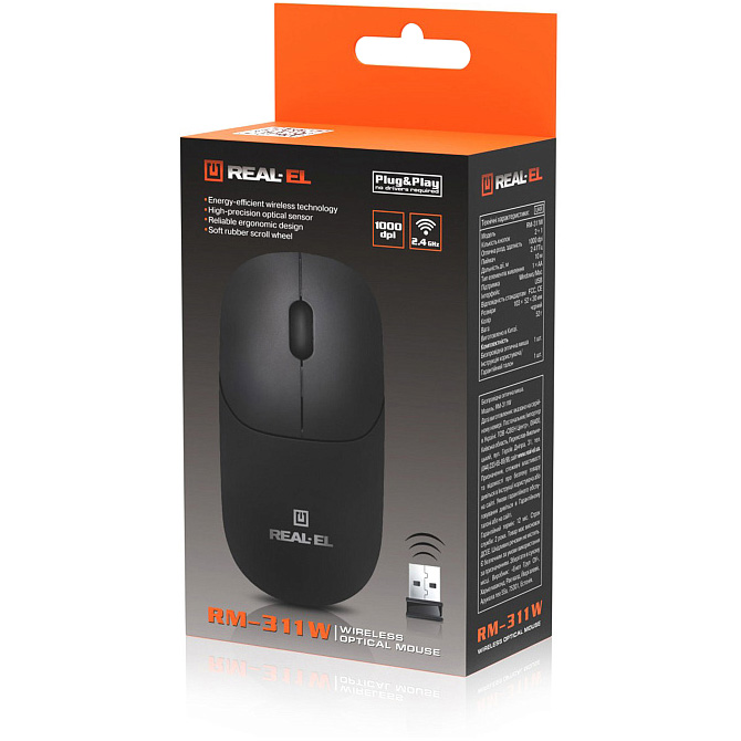 Миша REAL-EL RM-311 Wireless Black (EL123200041)