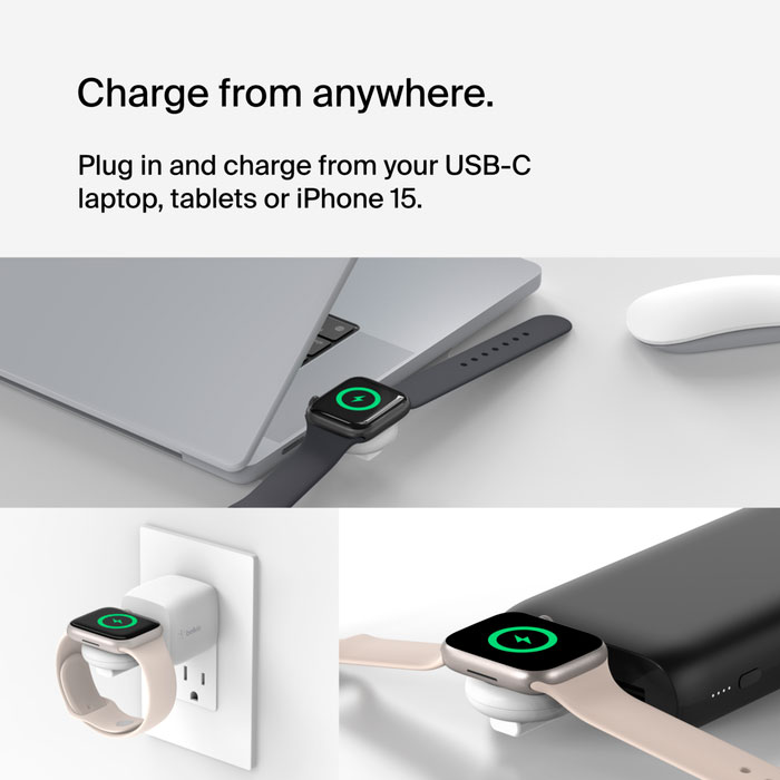 Беспроводное зарядное устройство BELKIN BoostCharge Portable USB-C Apple Watch Charger USB-C White