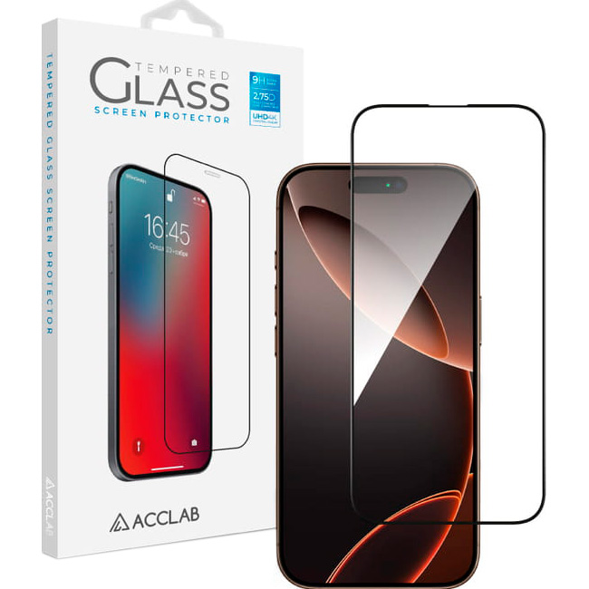 Защитное стекло ACCLAB Black для iPhone 16 Pro