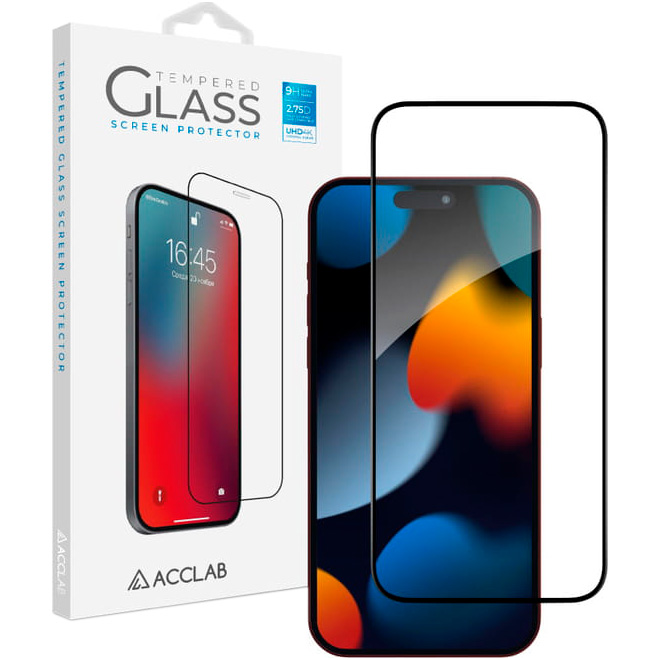 Защитное стекло ACCLAB Black для iPhone 15 Pro