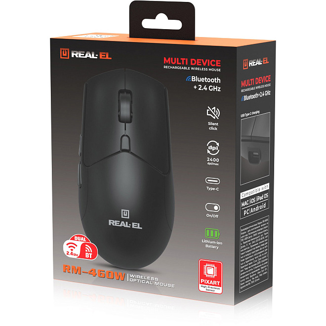 Миша REAL-EL RM-460 Wireless Black (EL123200048)