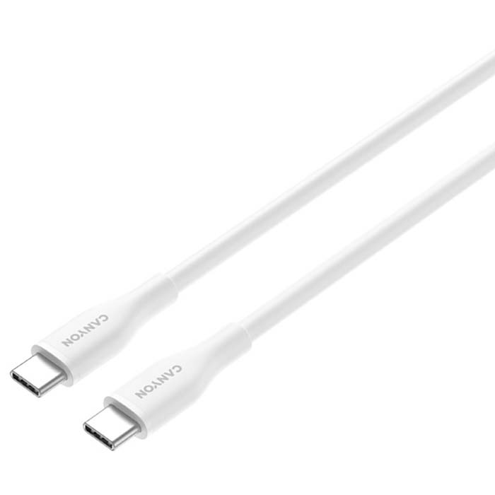 Кабель CANYON CC60SC10 Charge & Sync USB-C to USB-C 60W 1м White (CNS-CC60SC10W)