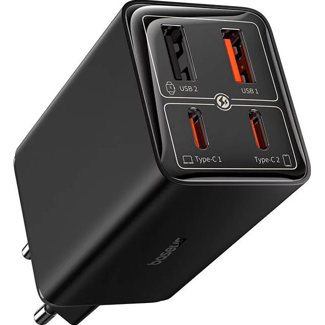 Зарядний пристрій BASEUS GaN6 Pro Fast Charger 2C+2U Cluster Black w/Type-C to Type-C cable (P10162701113-00)