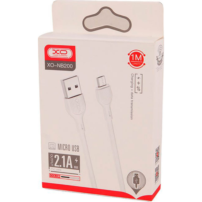 Кабель XO NB200 USB-A to Micro-USB 1м White