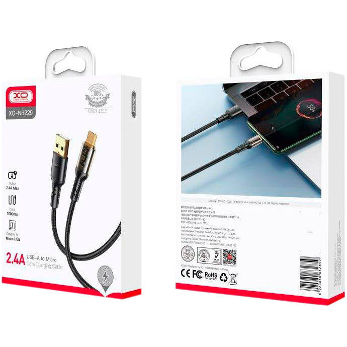 Кабель XO NB229 USB-A to Micro-USB 1м Black