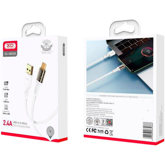 Кабель XO NB229 USB-A to Micro-USB 1м White