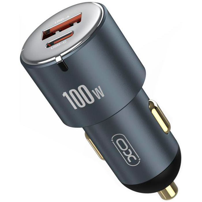 Автомобільний зарядний пристрій XO CC47 1xUSB-A, 1xUSB-C, 100W Car Charger Black (XO-CC47-BK)