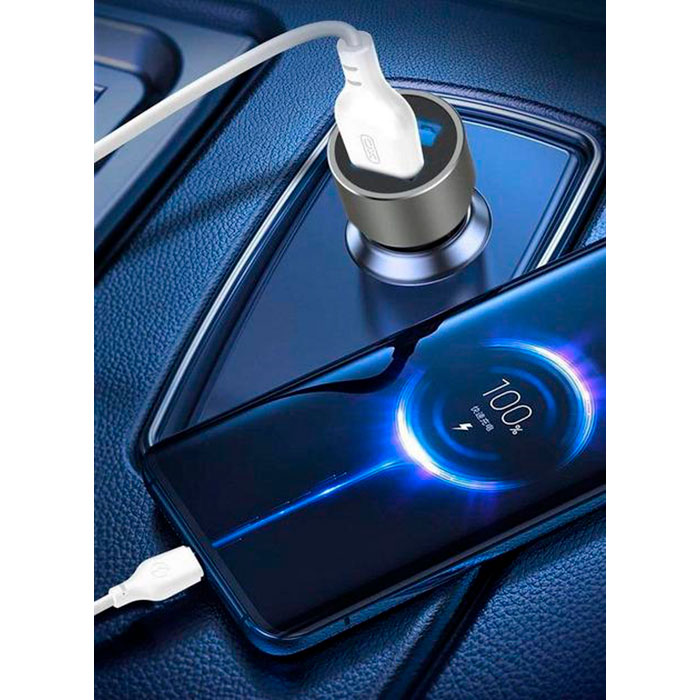 Автомобильное зарядное устройство XO TZ09 2xUSB-A, 2.4A Car Charger Gray w/Micro-USB cable (XO-TZ09M-GR)