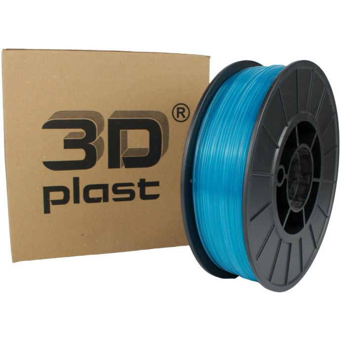 Пластик (филамент) для 3D принтера 3DPLAST PLA 1.75mm, 0.85кг, Transparent Blue