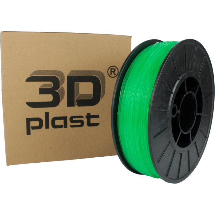 Пластик (филамент) для 3D принтера 3DPLAST PLA 1.75mm, 0.85кг, Transparent Green