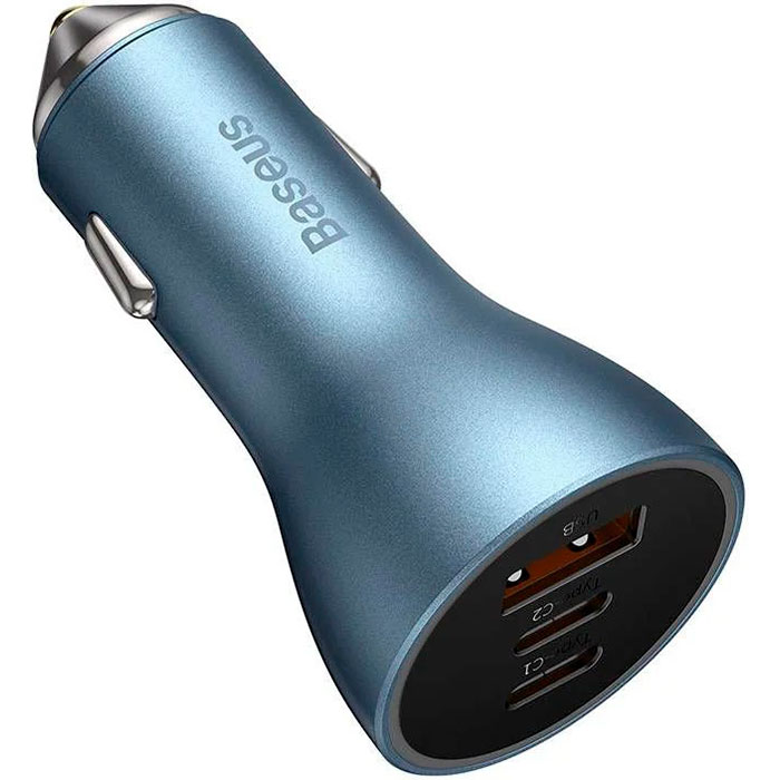 Автомобильное зарядное устройство BASEUS Golden Contactor Pro Triple Car Charger 2C+U 65W Blue (CGJP010003)