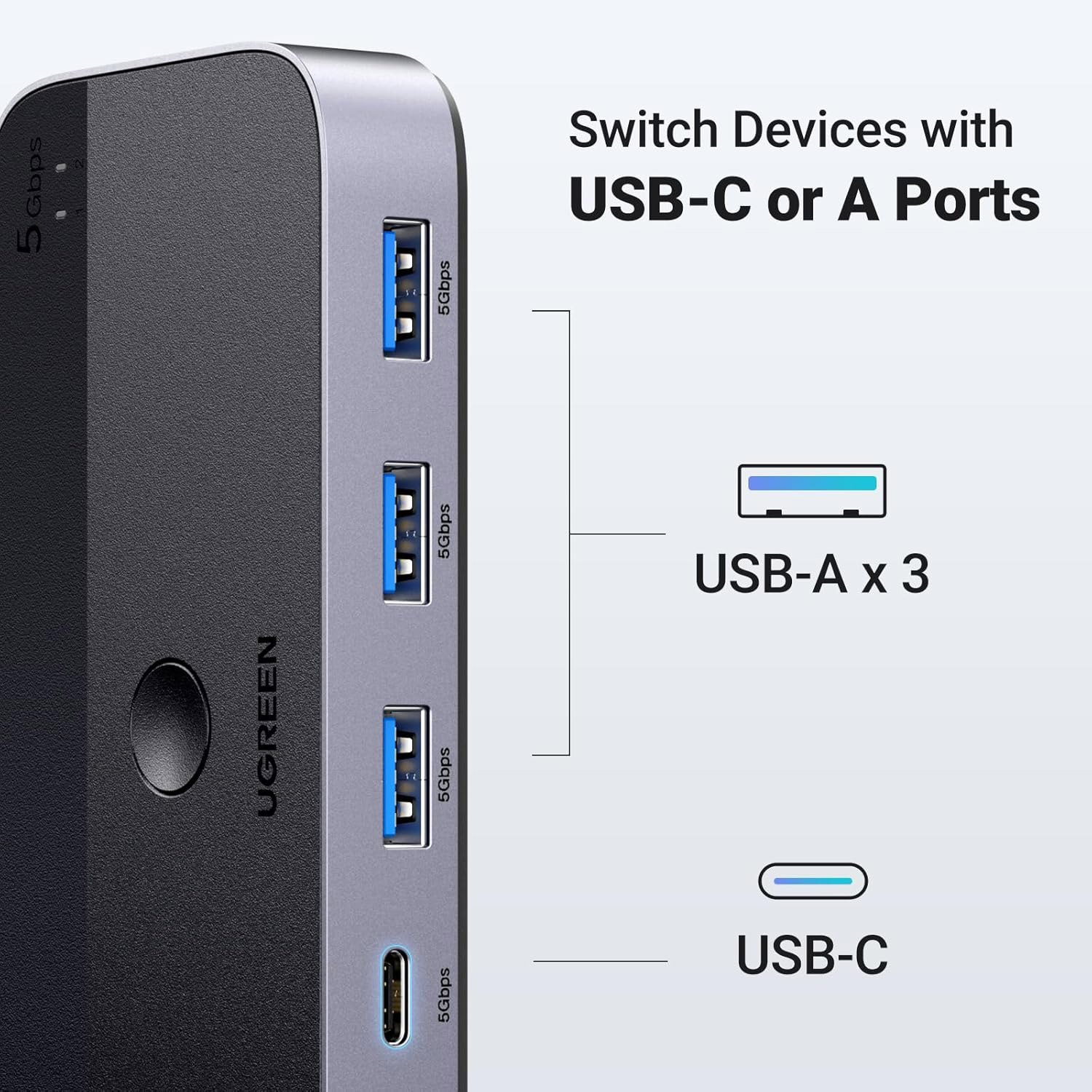 USB свитч UGREEN CM662 2-to-4 USB 3.0 Switch (15705)