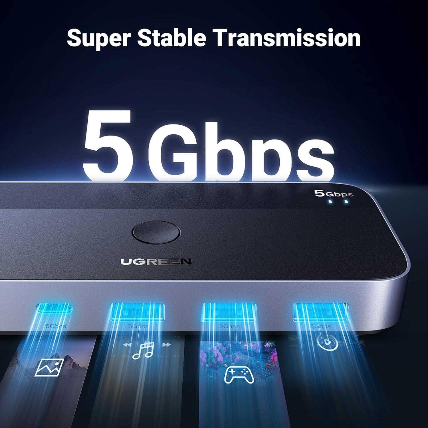 USB свитч UGREEN CM662 2-to-4 USB 3.0 Switch (15705)