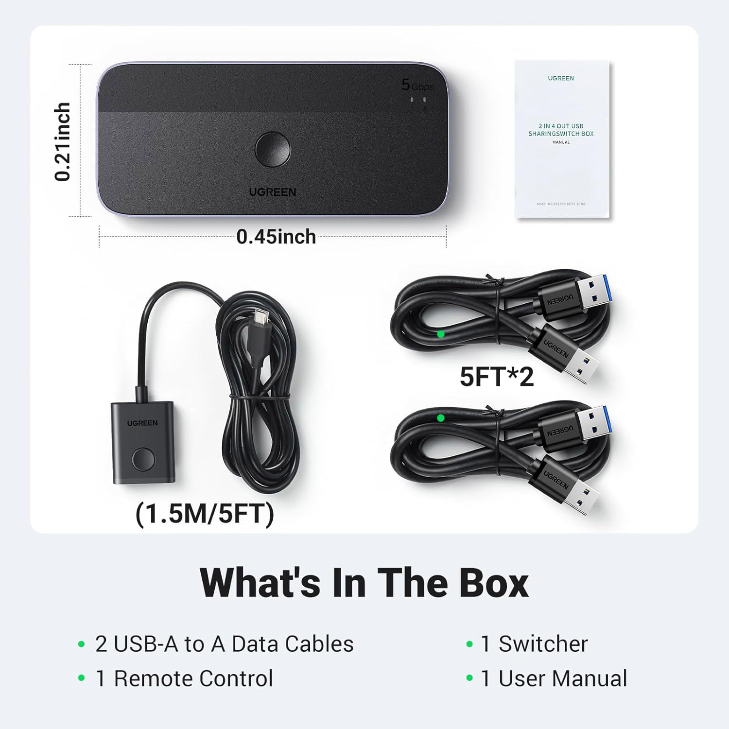 USB свитч UGREEN CM662 2-to-4 USB 3.0 Switch (15705)