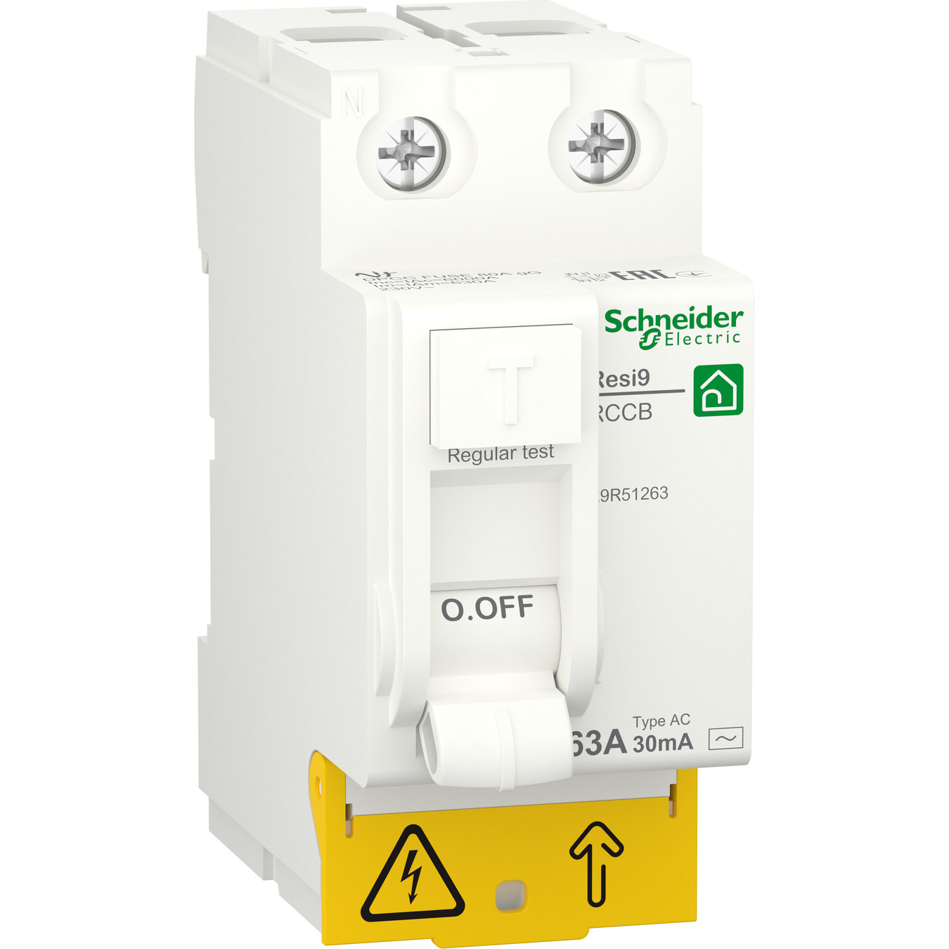 Выключатель автоматический SCHNEIDER ELECTRIC RESI9 2p, 63А, 6кА (R9R51263)