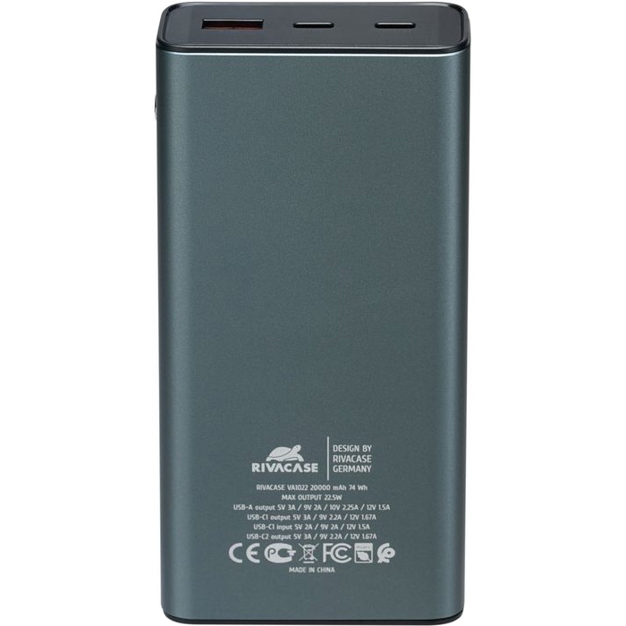 Повербанк RIVACASE Rivapower VA1022 20000mAh Gray