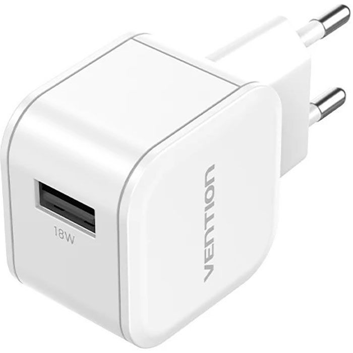 Зарядний пристрій VENTION One-Port USB-A, QC3.0, 18W Wall Charger White (FEKW0-EU)