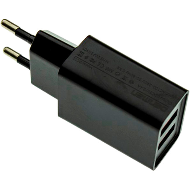 Зарядное устройство DENMEN DC02 2xUSB-A, 2.4A Black