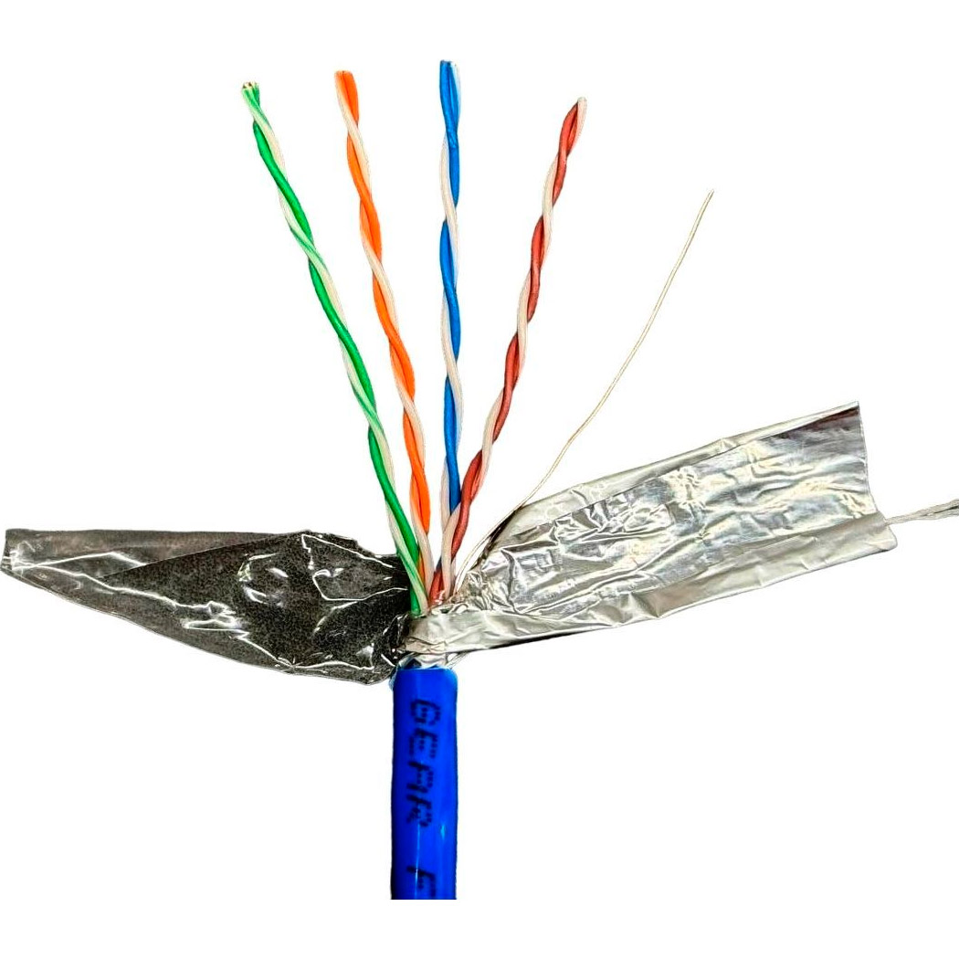 Кабель мережевий GEAR FTP Cat.5e 4x2x0.51 CU Blue 100м (GEC-FTPCU051100)
