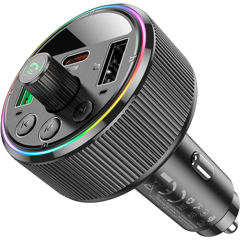 FM-трансмітер HOCO E82 Guerrero PD30W+QC3.0 Car Charger with FM Transmitter Black