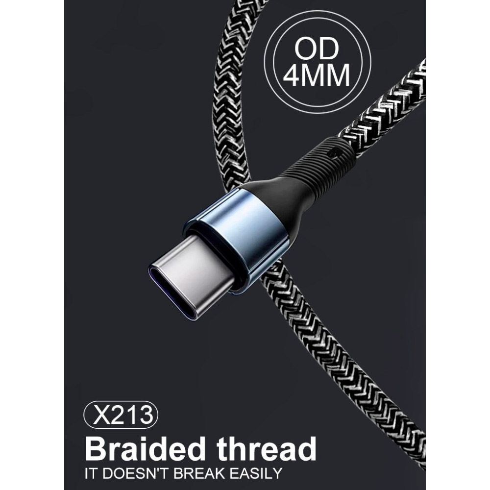 Кабель WUW X213 USB-A to Type-C 2.4A 1м Black