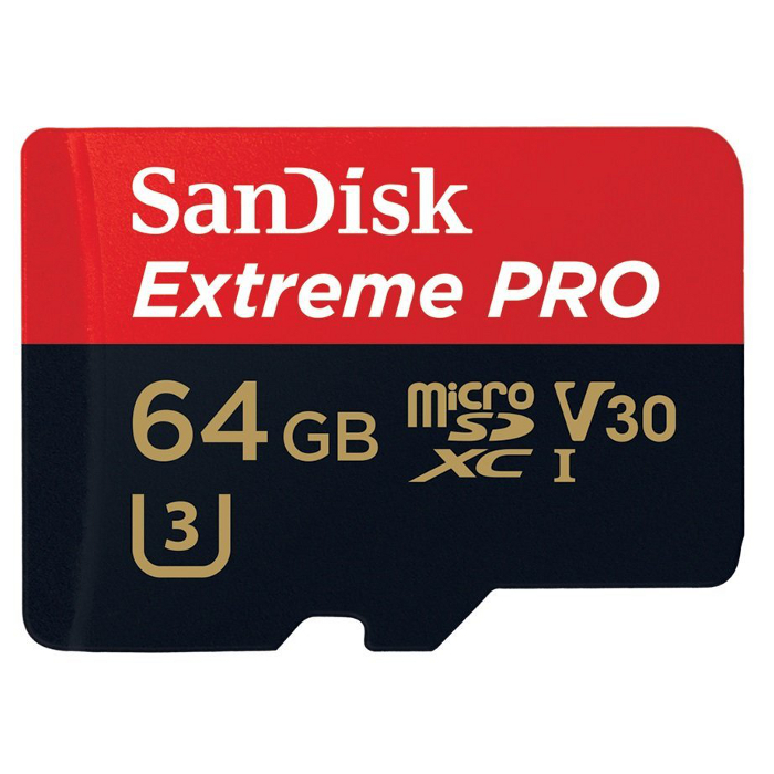 Карта памяти SANDISK microSDXC Extreme Pro 64GB UHS-I U3 Class 10 + SD-adapter (SDSQXXG-064G-GN6MA)