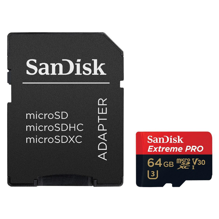 Карта пам'яті SANDISK microSDXC Extreme Pro 64GB UHS-I U3 Class 10 + SD-adapter (SDSQXXG-064G-GN6MA)