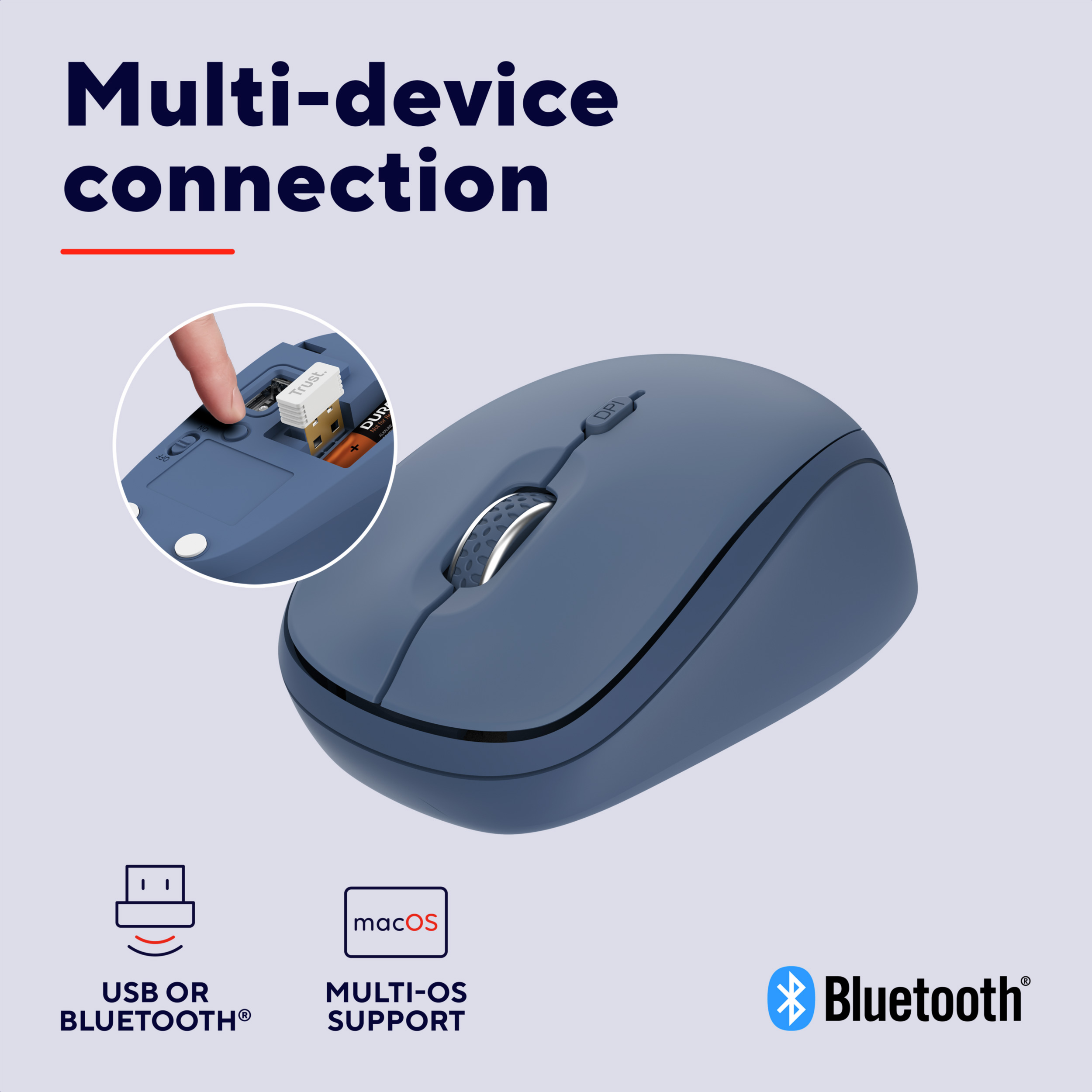 Мышь TRUST Yvi+ Compact Multi-Device Wireless Blue (25455)