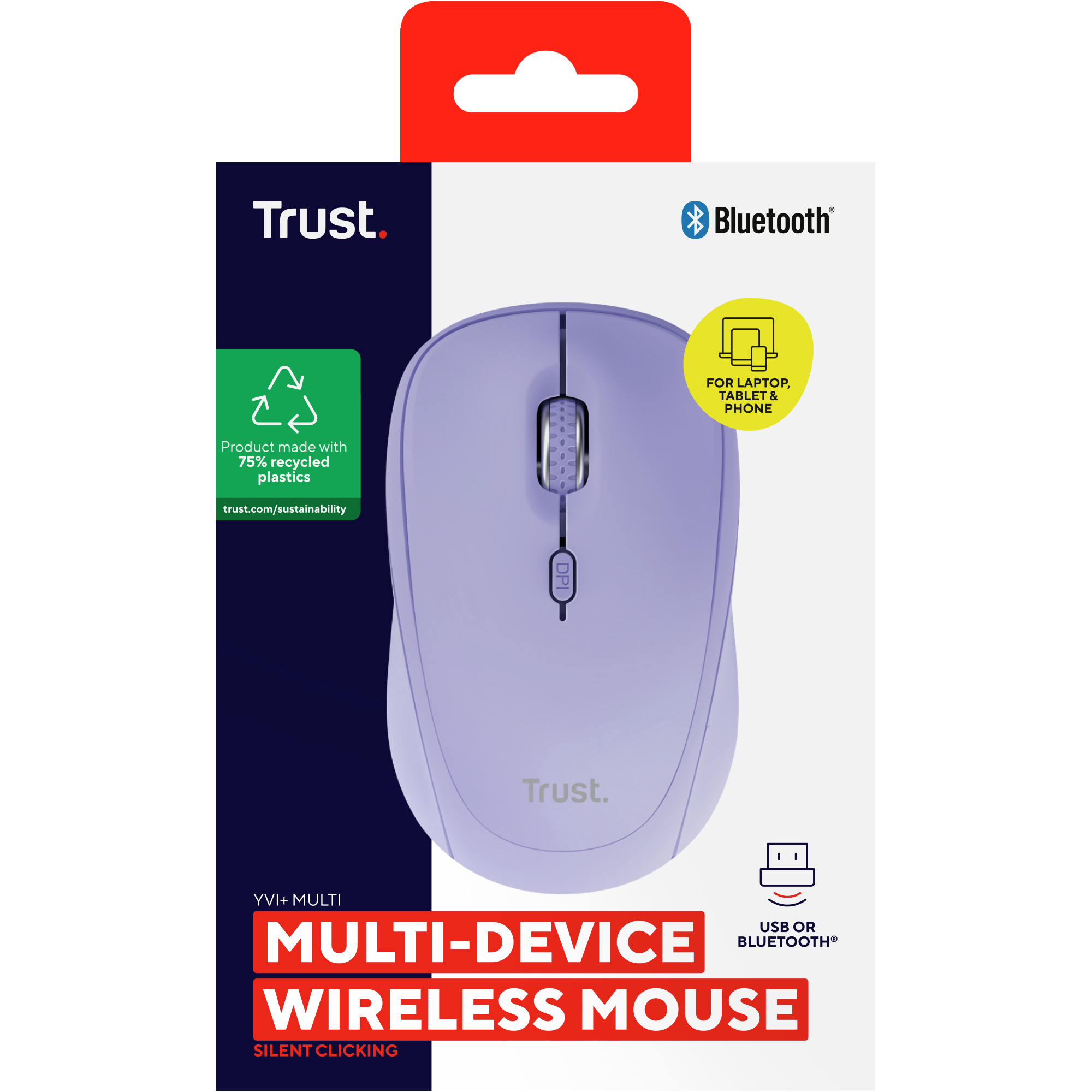 Мышь TRUST Yvi+ Compact Multi-Device Wireless Purple (25583)
