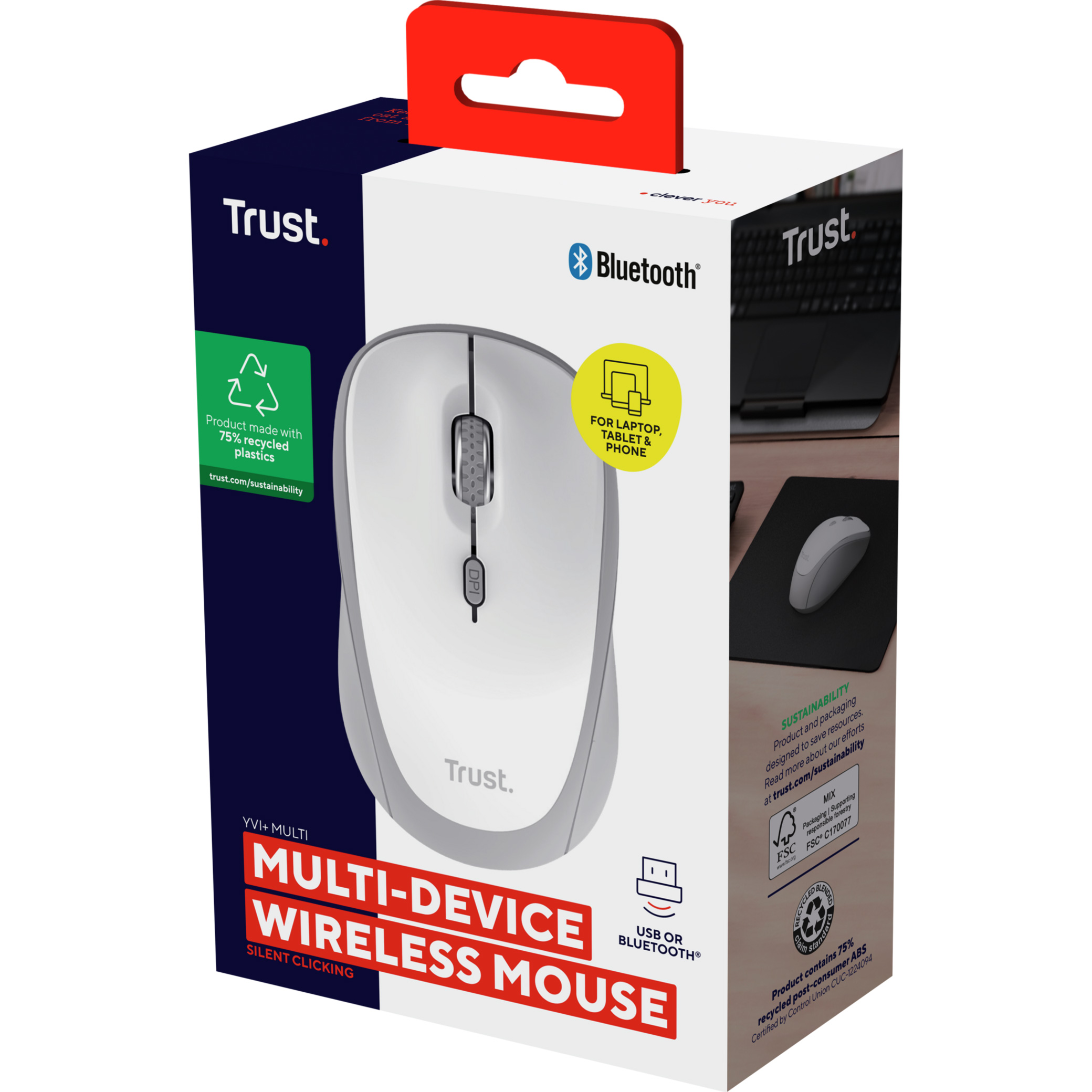 Миша TRUST Yvi+ Compact Multi-Device Wireless White (25454)