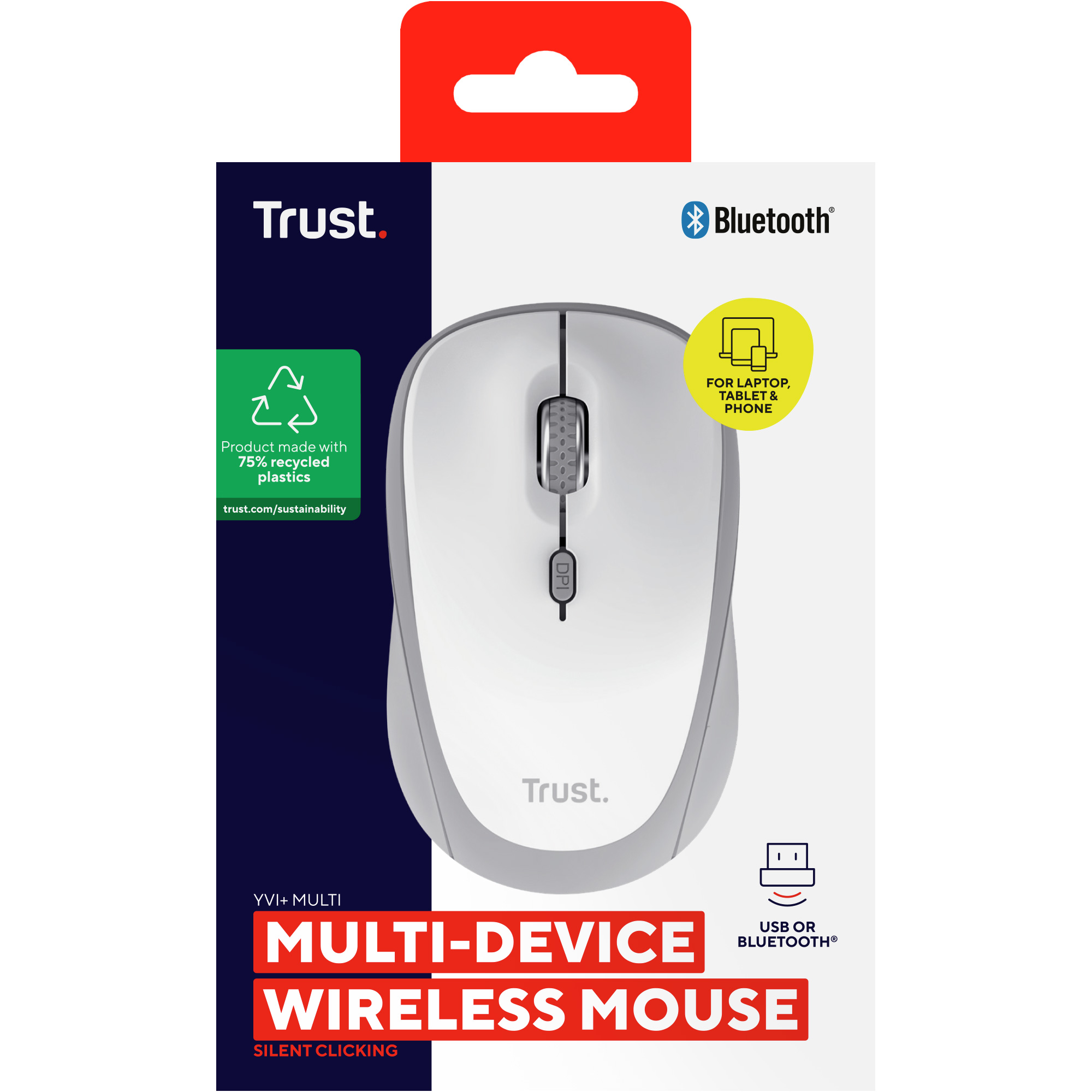 Миша TRUST Yvi+ Compact Multi-Device Wireless White (25454)
